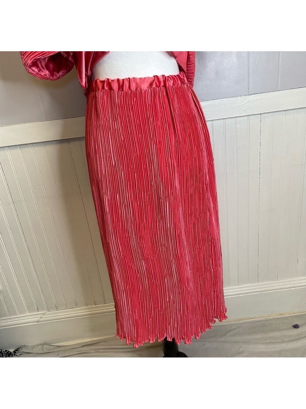 Karen Lawrence Vintage Skirt Set Womens Midi Embellished Bow Event Green 80's 16 - Picture 9 of 13
